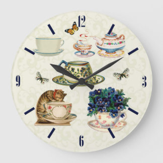 Reloj de pared de las tazas de té del vintage y de
