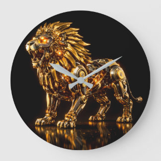 Reloj de pared de león dorado majestuoso Steampunk