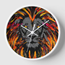 Reloj de pared de león naranja - Ilustracion de ca