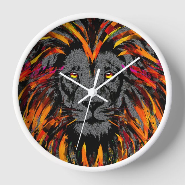 Reloj de pared de león naranja - Ilustracion de ca (Anverso)