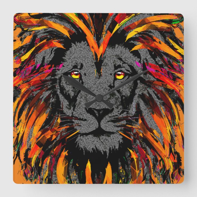 Reloj de pared de león naranja - Ilustracion de ca (Anverso)