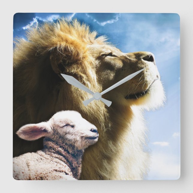 Reloj de pared de león y cordero (Anverso)