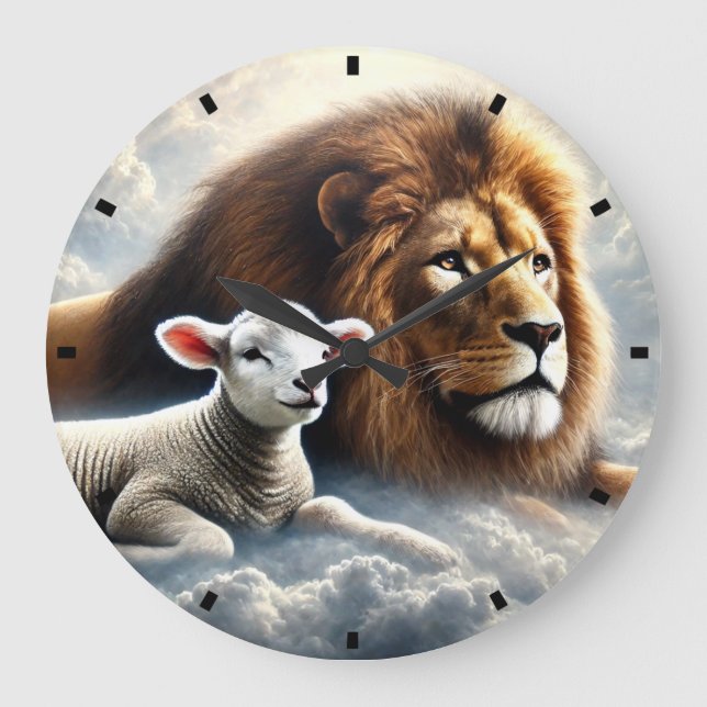 Reloj de pared de león y cordero (Anverso)