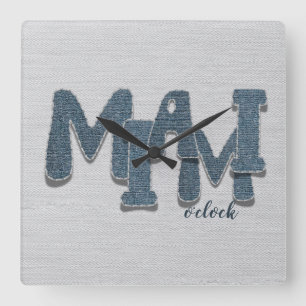 Reloj de pared de letras de mezclilla de Miami Flo