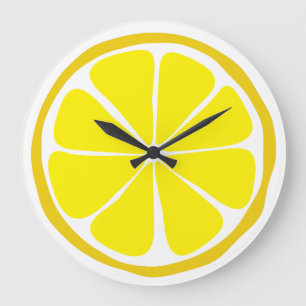 Reloj de pared de limón de cítricos de verano