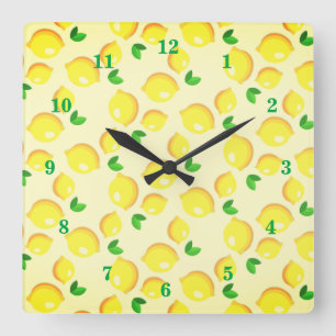 Reloj de pared de limones amarillos