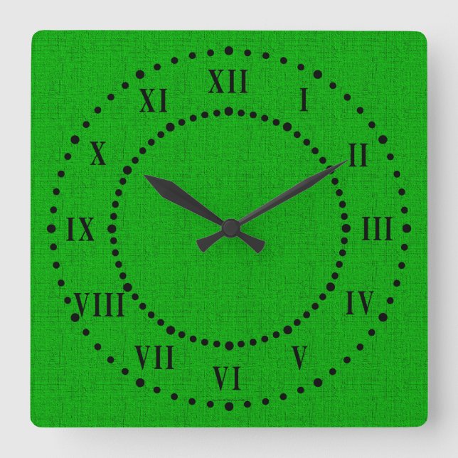 Reloj de pared de lino verde del número romano de (Anverso)