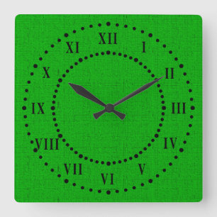Reloj de pared de lino verde del número romano de