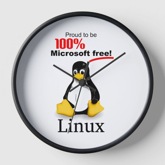 Reloj de pared de Linux con trazo negro - Microsof (Anverso)
