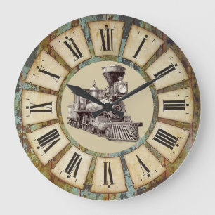 Reloj de pared de locomotora vintage