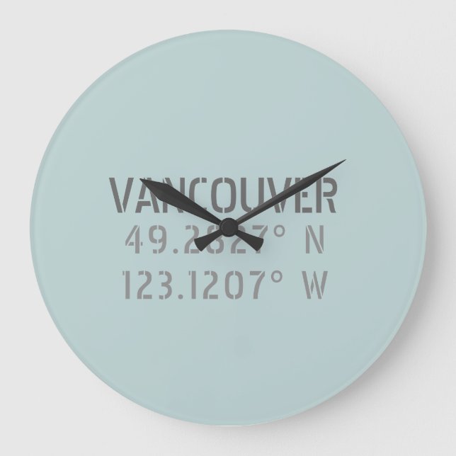 Reloj de pared de longitud de Vancouver Latitude (Anverso)