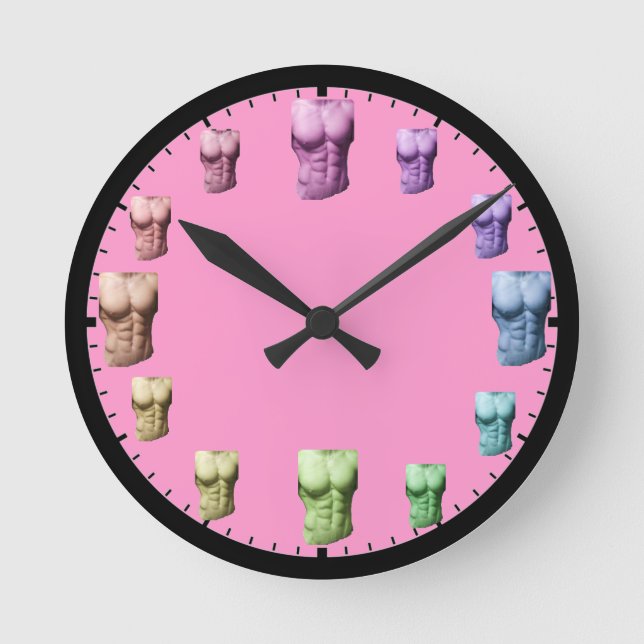 Reloj de pared de los abdominales arcoiris rosa (Anverso)