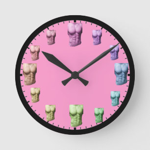 Reloj de pared de los abdominales arcoiris rosa