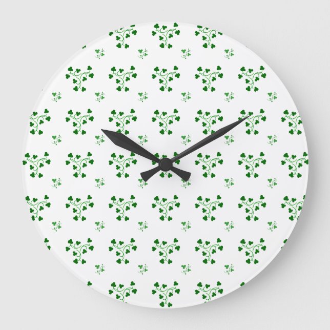 Reloj de pared de los círculos de Shamrock verde (Anverso)