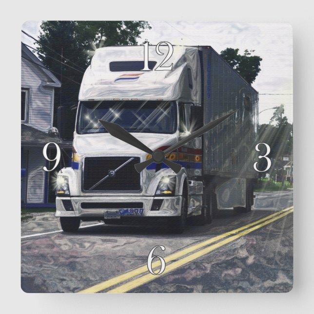 Reloj de pared de los conductores de camiones blan (Anverso)