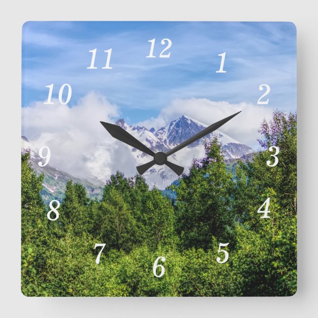 Reloj de pared de los fiordos de Kenia con nevadas (Anverso)