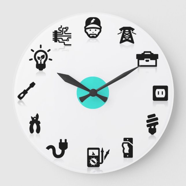 Reloj de pared de los iconos del trabajo eléctrico (Anverso)