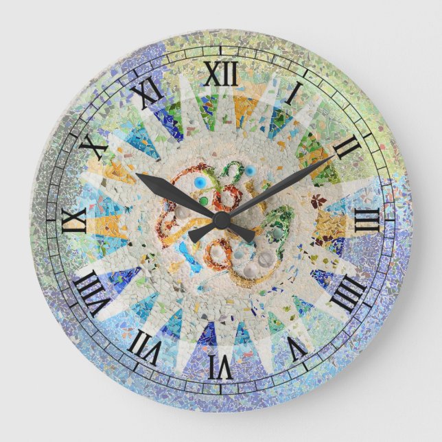 Reloj de pared de los mosaicos de Guell del parque (Anverso)