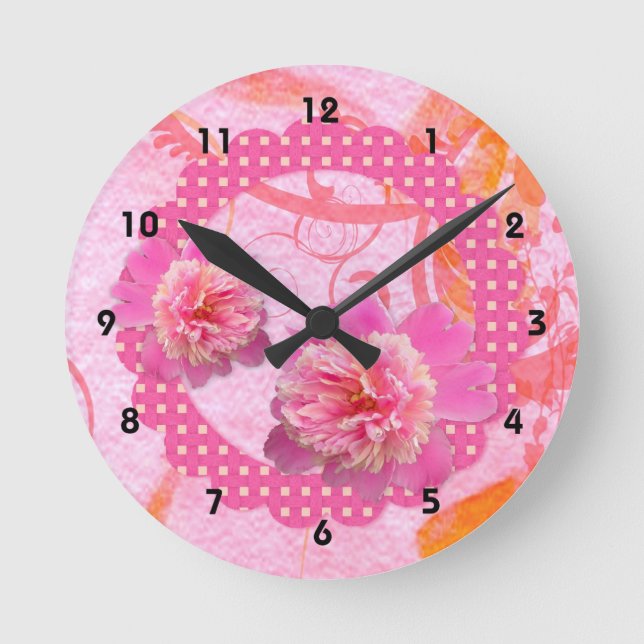 Reloj de pared de los peones rosados (Anverso)