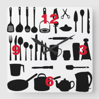 Reloj de pared de los utensilios de la cocina