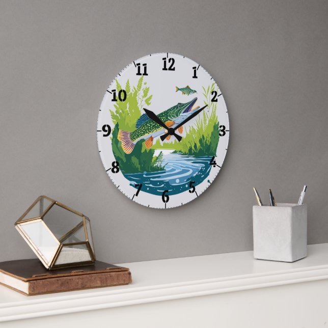Reloj de pared de lucio trofeo persiguiendo a pece (Oficina)