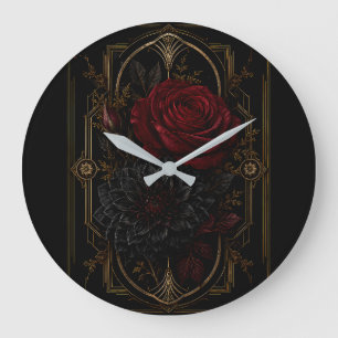 Reloj de pared de lujo de oro rosa carmesí Dark Re