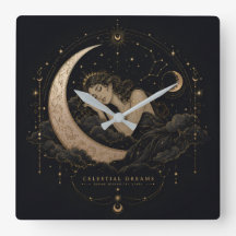 Reloj de pared de lujo de sueños celestiales Luna 