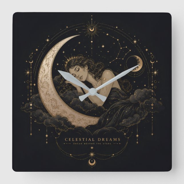 Reloj de pared de lujo de sueños celestiales Luna  (Anverso)