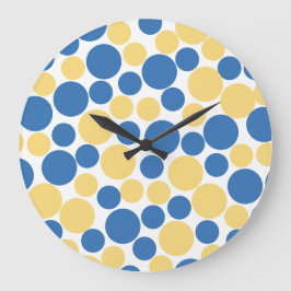 Reloj de pared de lunares azul pastel y amarillo