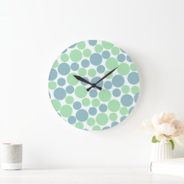 Reloj de pared de lunares azul pastel y verde ment