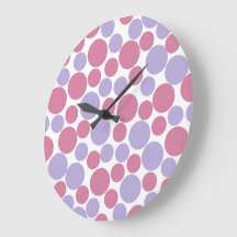 Reloj de pared de lunares lavanda y rosa mate