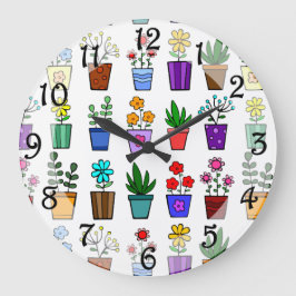 Reloj de pared de macetas de flores