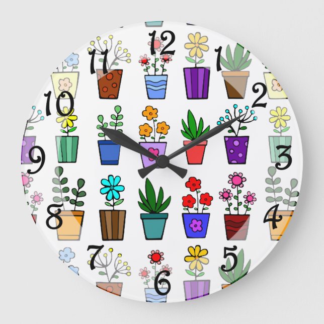 Reloj de pared de macetas de flores (Anverso)