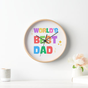 Reloj de pared de madera colorido 'Mejor Papá del