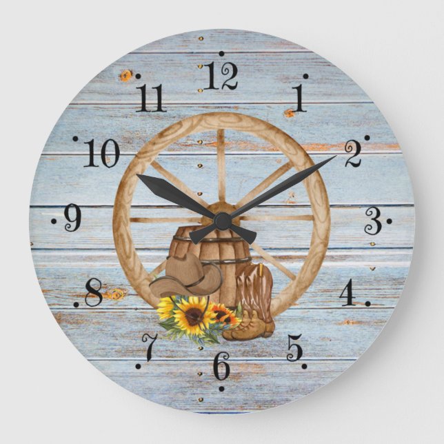 Reloj de pared de madera de la rueda de barril de  (Anverso)