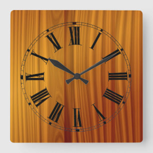 Reloj de pared de madera de la teca