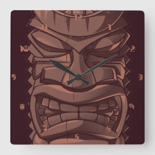 Reloj de pared de madera del estatuto del tótem d