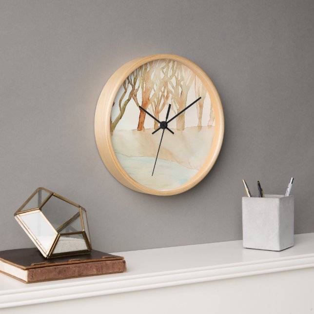Reloj de pared de madera natural (Oficina)