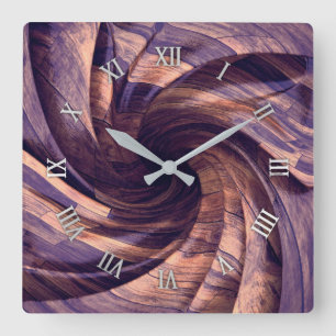 Reloj de pared de madera púrpura del diseño