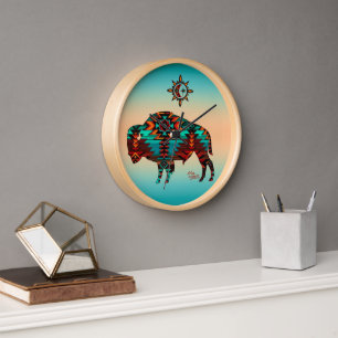 Reloj de pared de madera redondo del suroeste de B