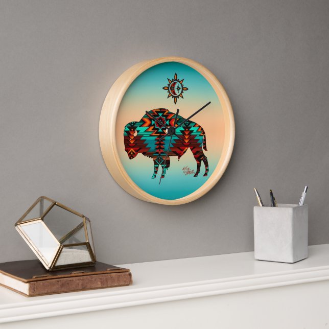 Reloj de pared de madera redondo del suroeste de B (Oficina)