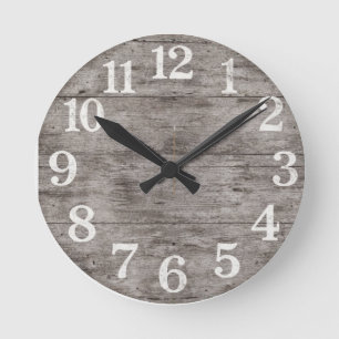 Reloj de pared de madera rústica de granja   Númer