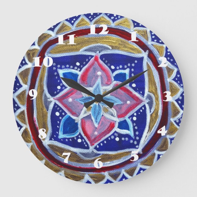 Reloj de pared de Mandala azul (Anverso)
