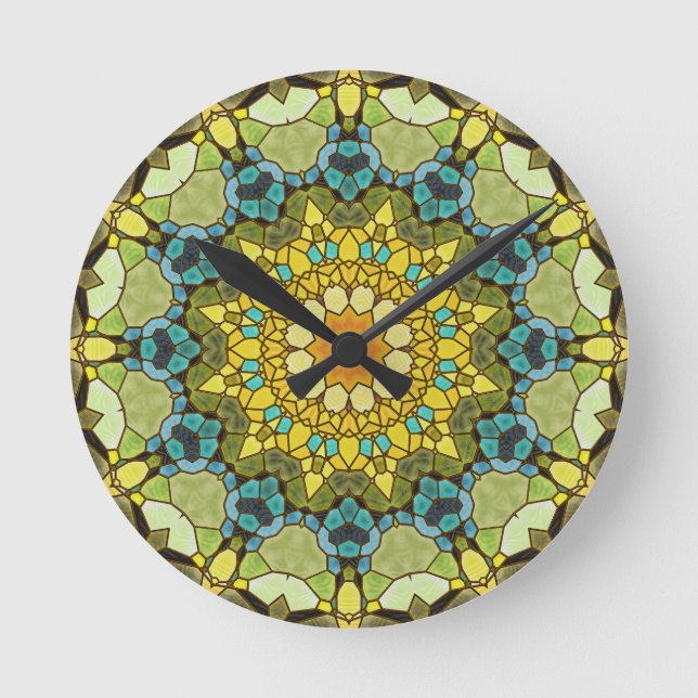 Reloj de pared de Mandala de vidrio manchado en co (Anverso)