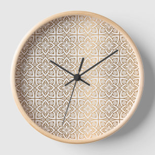 Reloj de pared de Mandala elegante en blanco y oro