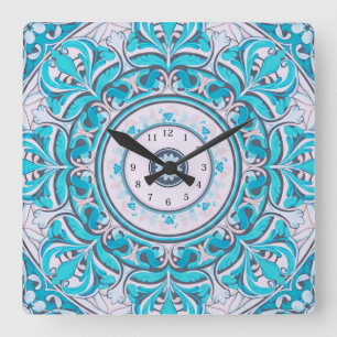Reloj de pared de mandala floral Nouveau
