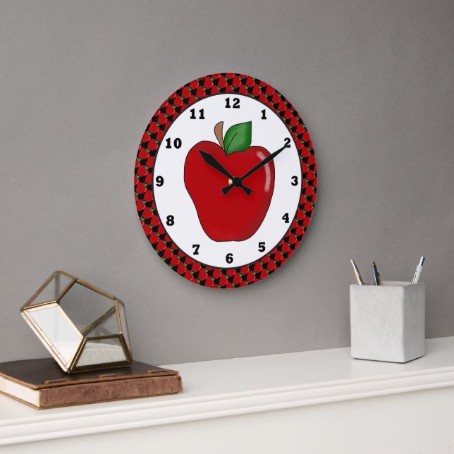 reloj de pared de manzana roja personalizado (Oficina)