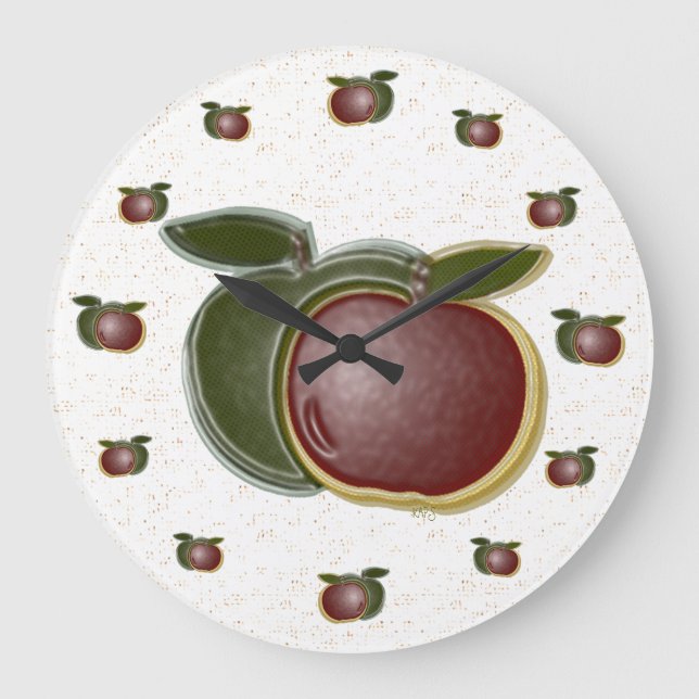 Reloj de pared de manzanas 3D (puntas) (Anverso)