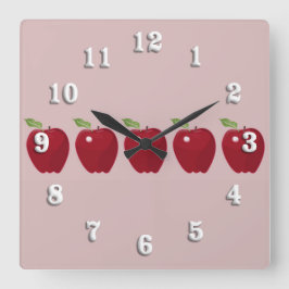 Reloj de pared de manzanas rojas