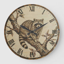 Reloj de pared de mapache - Decoración rústica de 